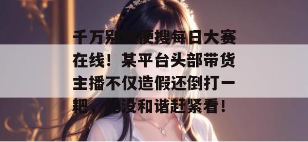 千万别随便搜每日大赛在线！某平台头部带货主播不仅造假还倒打一耙，趁没和谐赶紧看！